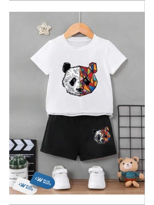 Erkek/kız Çocuk  ''panda'' Baskılı Tişört-Şort Takımı