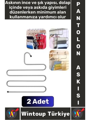 Dayanıklı Kolay Temizlenir Kaymaz Dolap Içi Düzenleme Giysi Havlu Kravat Pantolon Krom Askı 2 Adet