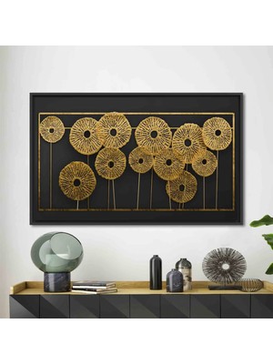 3D Metalik Etkili Modern Duvar Sanatı, Soyut Poster, Altın Efektli Trend Kanvas