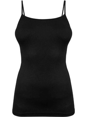 DOREANSE 9360 BAYAN MİCRO MODAL FİTİLLİ İNCE ASKI SİYAH ATLET