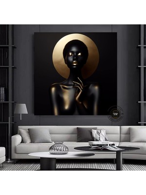 Altın Afrikalı Kadın Kanvas Sanatı – Afrika-Amerikan Sanatı; Modern Baskı; Moda Dekoru