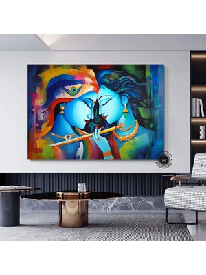 Radha Krishna Tablosu, Reprodüksiyon Kanvas Sanatı, Geleneksel Hindistan Baskısı