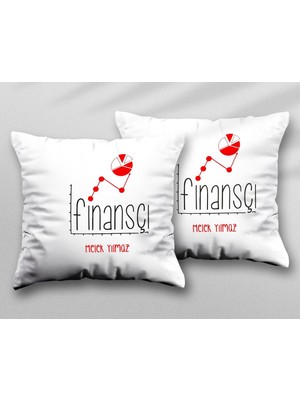 Kişiye Özel Finansçı Iki Adet Iki Tarafı Baskılı Yıkanabilir Yastık Kırlent Kılıfı