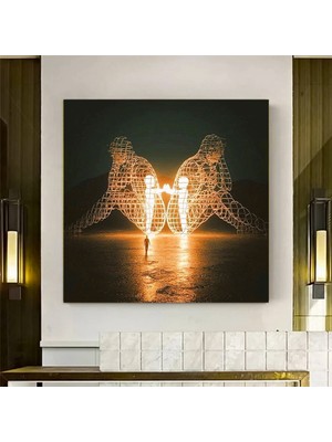 Burning Man Festivalinde Sırt Sırta Veren Iki Kişi Tablosu, Içsel Çocuk Temalı Modern Sanat