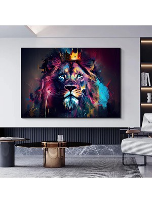 Graffiti Aslan Tablosu, Renkli Modern Hayvan Sokak Sanatı