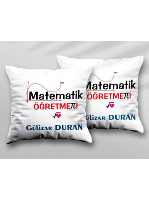 Kişiye Özel Matematik Öğretmeni Teori Iki Adet Iki Tarafı Baskılı Yıkanabilir Yastık Kırlent Kılıfı