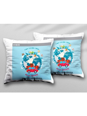 Kişiye Özel Her Yıl Bir Ülke Rb Iki Adet Iki Tarafı Baskılı Yıkanabilir Yastık Kırlent Kılıfı