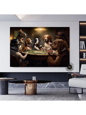 Poker Masasında Köpekler Kanvas Tablosu, Soyut Poker Duvar Sanatı, Poker Oynayan Köpekler Baskısı
