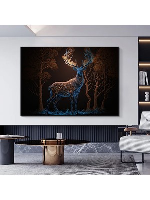 Büyüleyici Işıklarla Kaplı Sihirli Bir Geyik. Geyik Duvar Sanatı, Geyik Kanvas Tablo