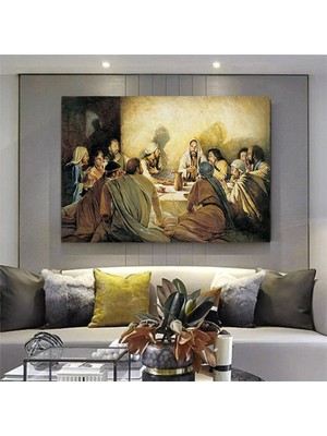 Son Akşam Yemeği Kanvas Tablosu, Isa ve Havariler Temalı Hristiyan Kanvas Sanatı