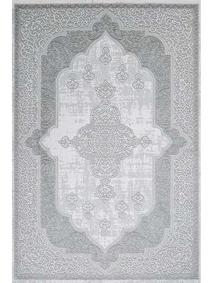 Hali.Net 200x200 cm Krem Açık Gri Bitkisel Modern Klasik Medalyonlu Yıkanabilir Halı | Salon Yatak Odası Halısı | Leke Tutmaz Hipoalerjenik | CREA_FİLİKA-11252