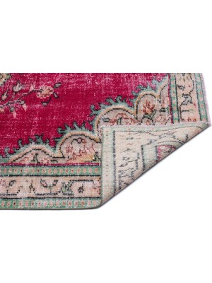 Kırmızı Göbekli Yün Modern Desenli Yün Hav Toz Vermez Leke Tutmayan Salon Yolluk Mutfak El Dokuma Halı