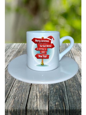 Yılbaşı  Baskılı Türk Kahvesi Fincanı Kişiye Özel Model 5