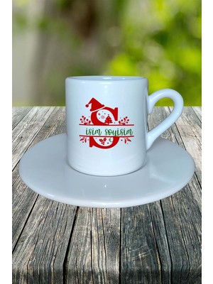 S Harfi Yeni Yıl Noel Yeniyıl Isimli Baskılı Türk Kahvesi Fincanı Kişiye Özel Model 21