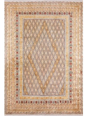 Berdsk Sarı Modern Etnik Desenli Makinada Yıkanabilir Hav Toz Vermez Leke Tutmayan Kaymaz Taban Dijital Makine Baskı Salon Yolluk Mutfak Halı