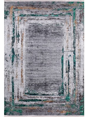 Hali.Net 120x200 cm Gri Yeşil Soyut Modern Soyut Halı | Salon Yatak Odası Halısı | Hav Vermez Hipoalerjenik | HALN-HLN1543