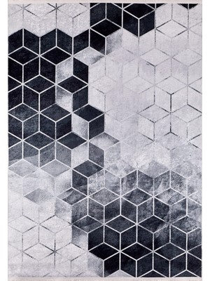 Visnivolocyok Gri Geometrik Etnik Modern Desenli Makinada Yıkanabilir Hav Toz Vermez Leke Tutmayan Kaymaz Taban Dijital Makine Baskı Salon Yolluk Mutfak Halı