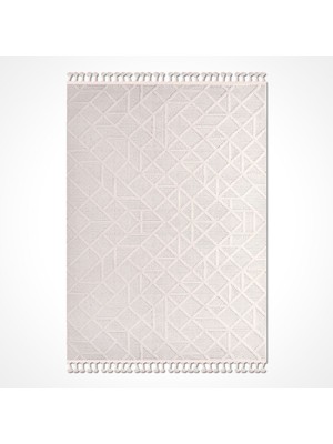 Hali.Net 80x150 cm Krem Üçgen Ve Baklava Modern Geometrik Yıkanabilir Halı | Yatak Odası Mutfak Halısı | Leke Tutmaz Hipoalerjenik | LİZA-18503