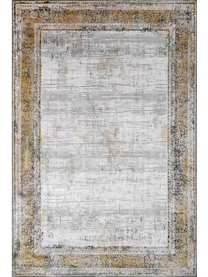 Gold Geometrik Etnik Modern Desenli Pamuk Makinada Yıkanabilir Hav Toz Vermez Leke Tutmayan Kaymaz Taban Dijital Makine Baskı Salon Yolluk Mutfak Halı