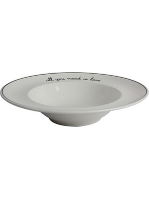 Porland Hope 26 cm Beyaz Porselen Çukur Servis Tabağı – All You Need Is Love Yazılı Tekli Tabak