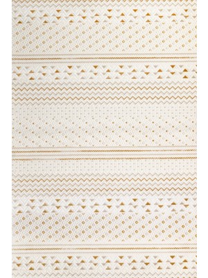 Hali.Net 120x180 cm Krem Altın Zigzag Modern Geometrik Halı | Salon Yatak Odası Halısı | Hav Vermez Leke Tutmaz | KRM_LOTUSPLUS-8582A