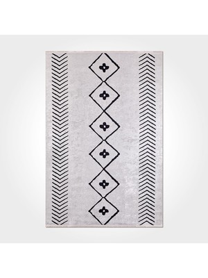 Bespoky 100x150 cm Gri İskandinav Yıkanabilir Halı | Mutfak Balkon Yatak Odası Halısı | Hav Vermez Leke Tutmaz Kaymaz | İSKANDİNAV-3013PC