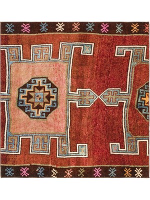 Bespoky 131x125 cm Kahverengi Kiremit Geometrik Geleneksel Madalyon Halı | Salon Yatak Odası Halısı | UNİQUE-35710