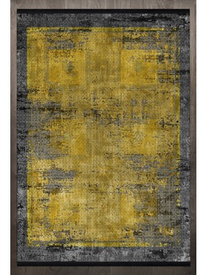 Bespoky 80x150 cm Sarı European Modern Etnik Yıkanabilir Halı | Mutfak Balkon Yatak Odası Halısı | Leke Tutmayan Kaymaz | F_EUROPEAN-8014