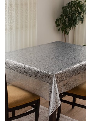 Decorecor Lüks Silinebilir Hijyenik Iplik Desen Şeffaf Kaplama Pvc Muşamba Masa Örtüsü 033-R