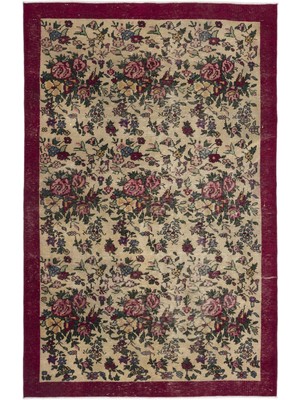 Bespoky 176x275 cm Bej Klasik Yün Halı | Salon Yatak Odası Halısı | %100 Doğal Yün El Yapımı El Dokuma | UNİQUE-9437