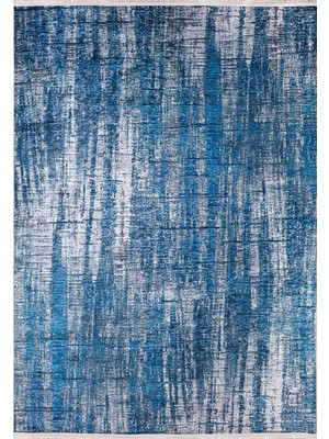 Bespoky 80x150 cm Mavi Modern Etnik Yıkanabilir Halı | Mutfak Balkon Yatak Odası Halısı | Leke Tutmayan Kaymaz | HALN-HLN1370