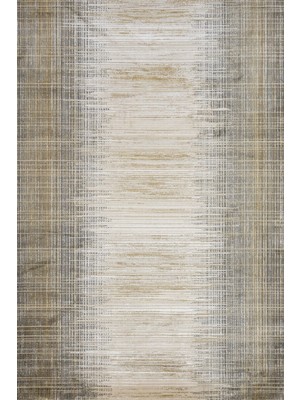 Bespoky 200x250 cm Altın Açık bej Soyut çizgili Modern Çizgisel Yıkanabilir Halı | Salon Yatak Odası Halısı | Hav Vermez, Kaymaz | NXS_JADURE-4729AG