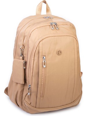 Nas Bag Unisex  Büyük Boy Hafif  Çok Gözlü Okul Sırt Çantası (en :30 cm boy:44 cm) Kum
