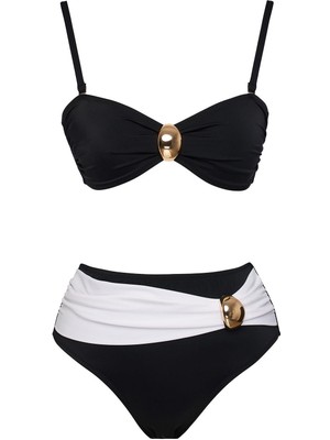 Straplez Özel Tasarım Aksesuarlı Bikini Takım