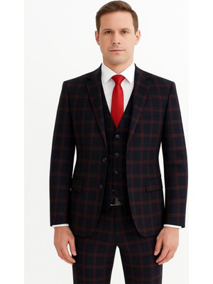 Yelekli Takım Elbise Slim Fit Erkek
