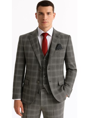 Yelekli Takım Elbise Slim Fit Erkek