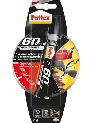 Pattex 60 Saniye 20G Universal Yapıştırıcı Ahşap Metal Deri için Güçlü Çok Amaçlı Kullanım