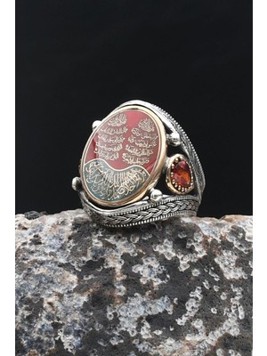 Nas ve Felak ve Ihlas Sureleri 925 Ayar Gümüş Yüzük Mineli 902203