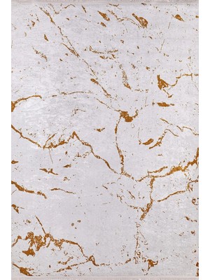 Bespoky 80x150 cm Altın Modern Etnik Yıkanabilir Halı | Mutfak Balkon Yatak Odası Halısı | Leke Tutmayan Kaymaz | HALN-HLN936