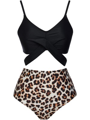 Yüksek Bel Çapraz Bağcıklı Bikini Takım