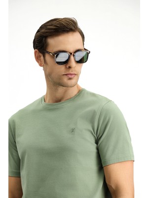 Kiğılı Bisiklet Yaka Slim Fit Dar Kesim Süprem Pamuklu Tişört