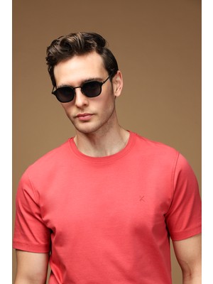 Bisiklet Yaka Slim Fit Dar Kesim Süprem Pamuklu Tişört