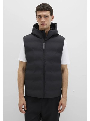 Mavi Kapüşonlu Siyah Şişme Yelek 0110619-71379