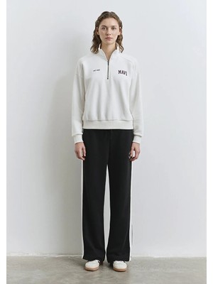 Mavi Mavi Logo Baskılı Yarı Fermuarlı Ekru Sweatshirt 1S10373-70057