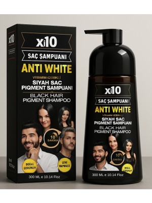 Xi10 (Black/Siyah) Beyaz Kapatıcı Şampuan, Saç Siyahlaştıran Şampuan (Anti White Formula) 300 Ml.