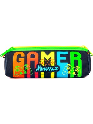 Minosso Gamer Desenli Erkek Çocuk Üç Bölmeli Kalem Çantası 6009