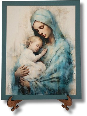 Meryem Ana ve Bebek Isa Ahşap Dekor