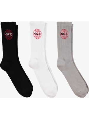 UNITED4 Uzun 3lü Soket Unisex Beyaz Çorap.BSG