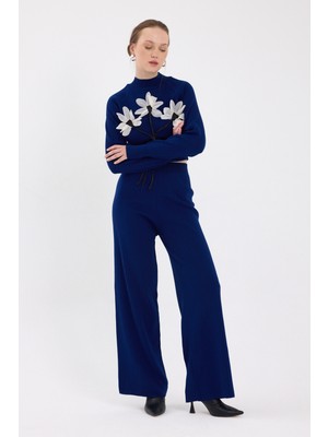 Saks Çiçek Detaylı Triko Alt Üst Takım 7075