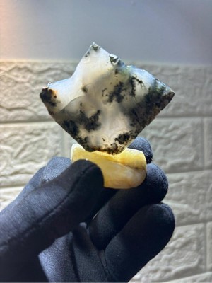 Manzaralı Akik Doğaltaş Sitrin Stantlı